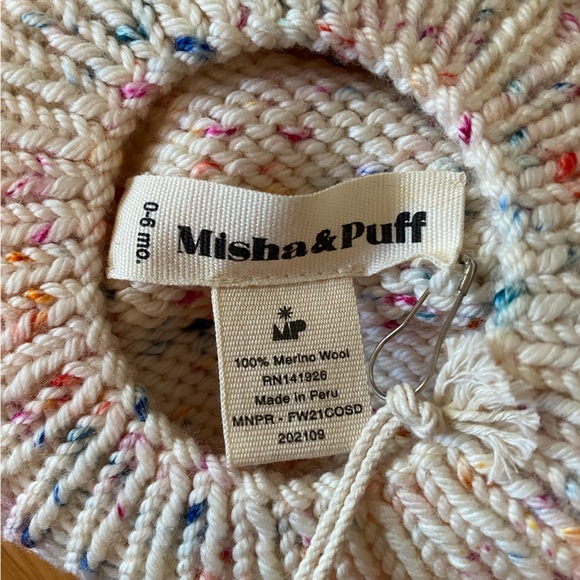 Misha & Puff NWT Simple Beret, 0-6m, Lolipop Confetti 100% Merino Wool